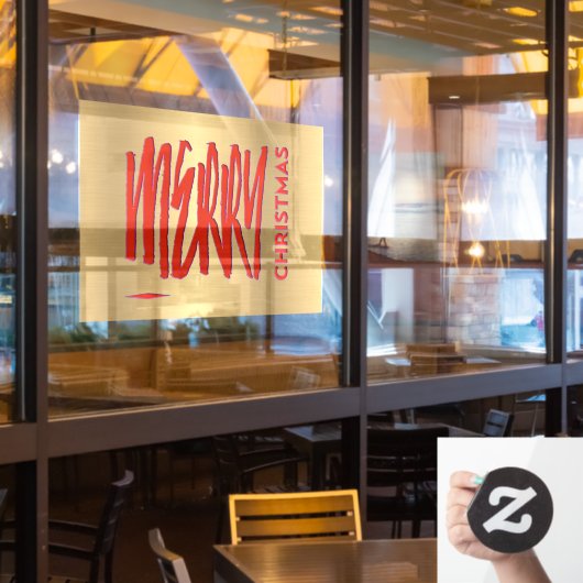 クリスマスおめでとう 赤 エレガント モダン アーティスティック ウィンドウサイン (レストラン窓)