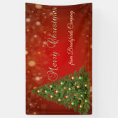 クリスマスおめでとう、赤、クリスマスツリー 横断幕 (縦)