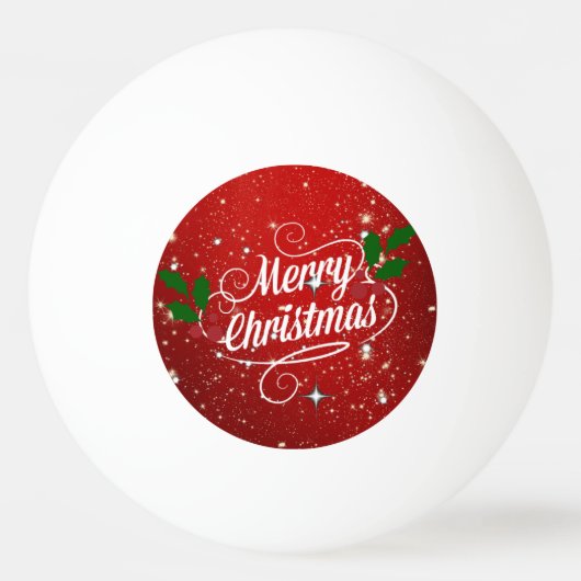 クリスマスおめでとう 赤 卓球ボール (正面)