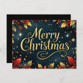 クリスマスおめでとう 赤/金の実 ポストカード (正面/裏面)