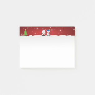 クリスマスおめでとう 雪だるまとサンタ ポストイット