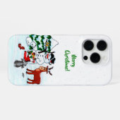 クリスマスおめでとう！雪だるまと友達 iPhoneケース (裏面横)