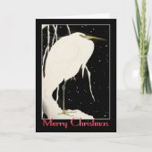 クリスマスおめでとう - 雪のサギ - 小原古邨  カード (正面)
