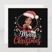 クリスマスおめでとう 黒いアフリカの女の子 サンタ帽子 クリスマス (正面/裏面)