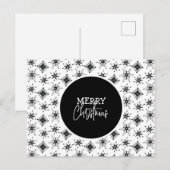 クリスマスおめでとう 黒い雪の結晶模様 ポストカード (正面/裏面)