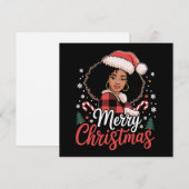 クリスマスおめでとう 黒人アフリカの少女 サンタ帽子 クリスマス (正面/裏面)
