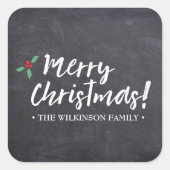 クリスマスおめでとう • 黒板 • 手書き文字 スクエアシール (正面)