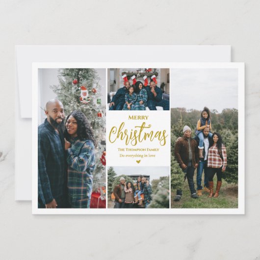 クリスマスおめでとう|4枚の写真| ホワイト シーズンカード (正面)