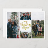 クリスマスおめでとう|4枚の写真| ホワイト シーズンカード (正面/裏面)