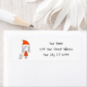 クリスマスおもしろいかわいいサンタガール猫漫画 ラベル (インサイチュ)