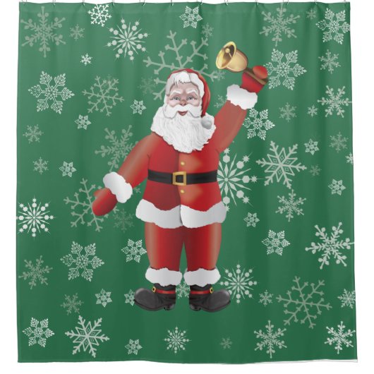 クリスマスおもしろいかわいいサンタクロース漫画 シャワーカーテン (正面)