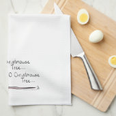 クリスマスおもしろいかわいいマウスツリーマンガ キッチンタオル (四つ折り)