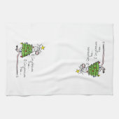 クリスマスおもしろいかわいいマウスツリーマンガ キッチンタオル (横)