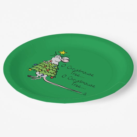 クリスマスおもしろいかわいいマウスツリーマンガ ペーパープレート (アングル)