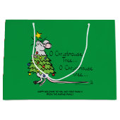 クリスマスおもしろいかわいいマウスツリーマンガ ラージペーパーバッグ (正面)