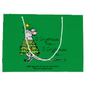 クリスマスおもしろいかわいいマウスツリーマンガ ラージペーパーバッグ (裏面)