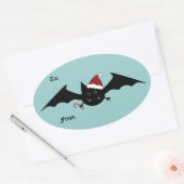 クリスマスおもしろいこうもりの発向 楕円形シール (封筒)