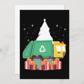 クリスマスおもしろいごみトラック冬のホリデーギフト シーズンカード (正面/裏面)