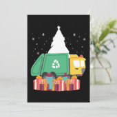 クリスマスおもしろいごみトラック冬のホリデーギフト シーズンカード (スタンド正面)