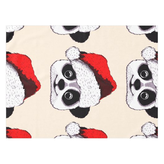 クリスマスおもしろいにかわいいパンダ テーブルクロス (正面(横))