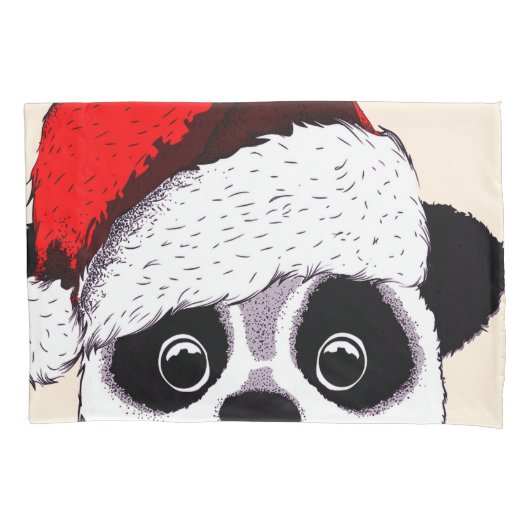 クリスマスおもしろいにかわいいパンダ 枕カバー (正面)