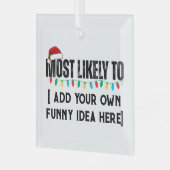 😂クリスマスおもしろいになる可能性が最も高い引用文を作成 ガラスオーナメント (正面左)