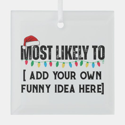 😂クリスマスおもしろいになる可能性が最も高い引用文を作成 ガラスオーナメント (正面)