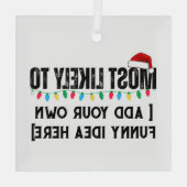 😂クリスマスおもしろいになる可能性が最も高い引用文を作成 ガラスオーナメント (裏面)