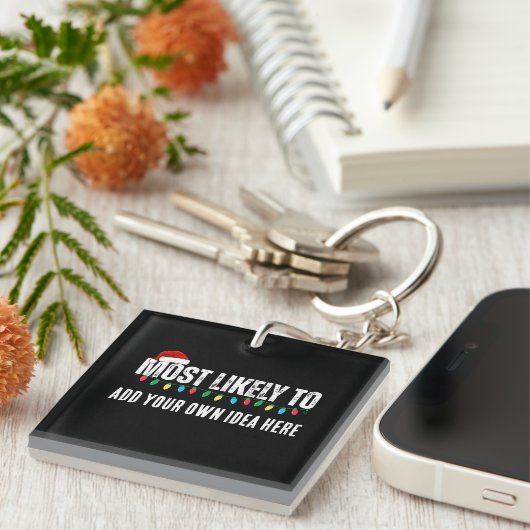 😂クリスマスおもしろいになる可能性が最も高い引用文を作成 キーホルダー (正面右)