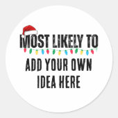 😂クリスマスおもしろいになる可能性が最も高い引用文を作成 ラウンドシール (正面)