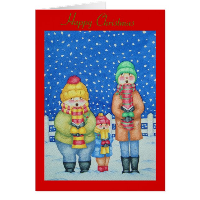 クリスマスおもしろいにキャロル歌手の雪のシーン (正面)