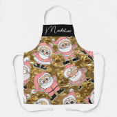 クリスマスおもしろいにピンクのサンタス エプロン (正面)