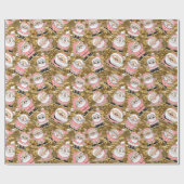 クリスマスおもしろいにピンクのサンタス ラッピングペーパー (フラット)