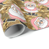 クリスマスおもしろいにピンクのサンタス ラッピングペーパー (ロールコーナー)