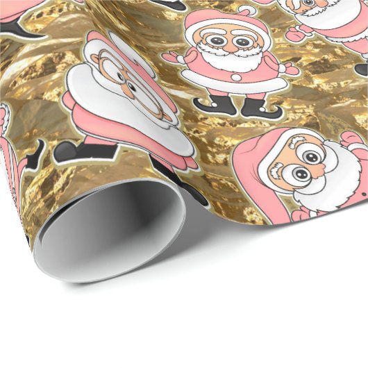 クリスマスおもしろいにピンクのサンタス ラッピングペーパー (ロールコーナー)