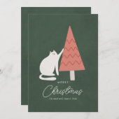 クリスマスおもしろいにメリーグリーティングを楽しむ猫 シーズンカード (正面/裏面)