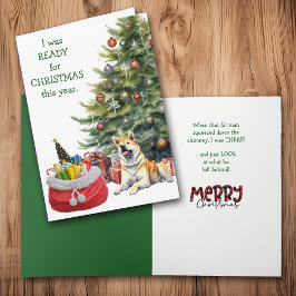 クリスマスおもしろいに向けて準備ができた秋田犬 シーズンカード