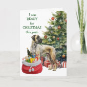 クリスマスおもしろいに向けて準備ができている大きなダン犬 シーズンカード (正面)