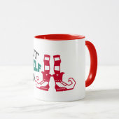 クリスマスおもしろいに小妖精や小人を閉じる マグカップ (正面右)