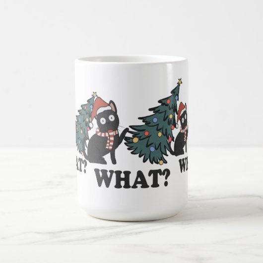 クリスマスおもしろいに帽子をかぶったかわいい猫 コーヒーマグカップ (中央)