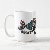 クリスマスおもしろいに帽子をかぶったかわいい猫 コーヒーマグカップ (左)