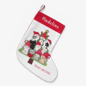 クリスマスおもしろいに訪れる猫たち スモールクリスマスストッキング (正面 (吊り時))