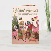 クリスマスおもしろいののまわりに木を枯らす カード (正面)