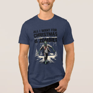 クリスマスおもしろいのクリスマスゾンビ トライブレンドTシャツ