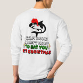 クリスマスおもしろいのサメかわいい Tシャツ (裏面)