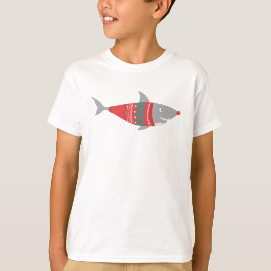 クリスマスおもしろいのサメ Tシャツ (正面)
