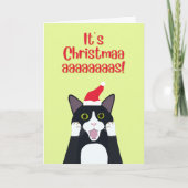 クリスマスおもしろいのタキシード猫の漫画 シーズンカード (正面)