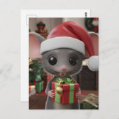 クリスマスおもしろいのネズミ ポストカード (正面/裏面)