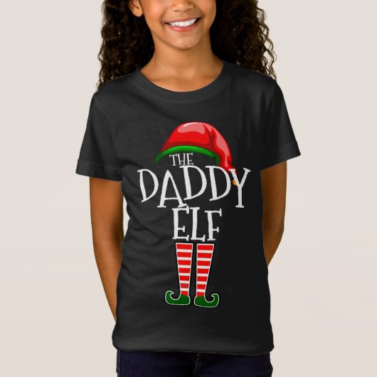 クリスマスおもしろいのパパ小妖精や小人マッチング Tシャツ (正面)