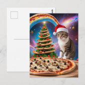 クリスマスおもしろいのピザ猫 ポストカード (正面/裏面)
